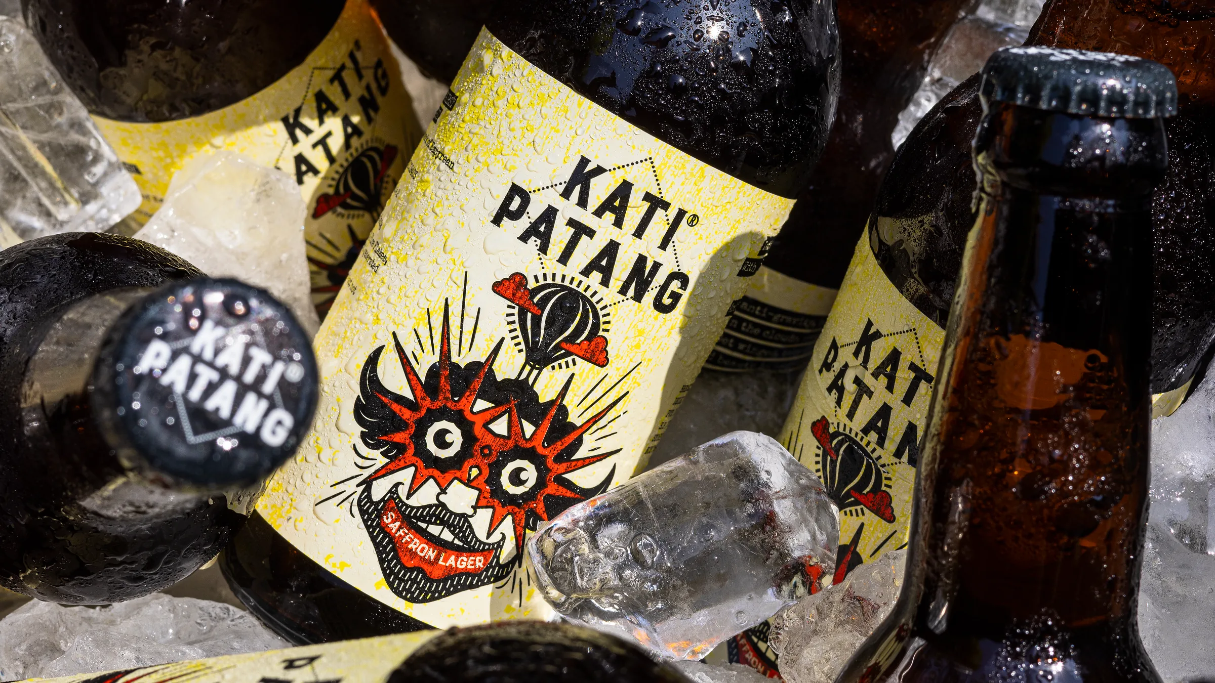 Kati Patang Saffron Lager bottles chilling in ice